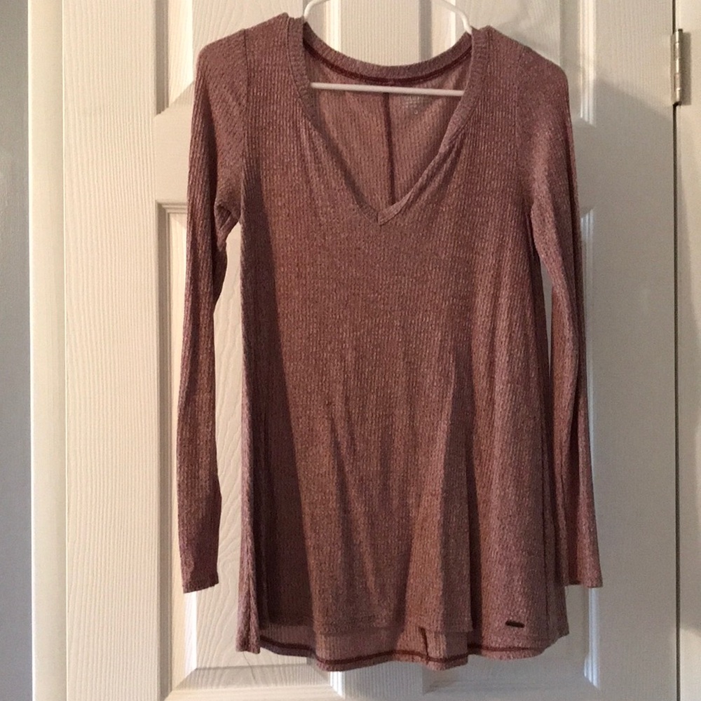 long sleeve pink heathered shirt